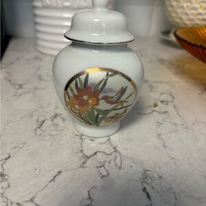 Charming Mini Ginger jar with hummingbird and Floral Design